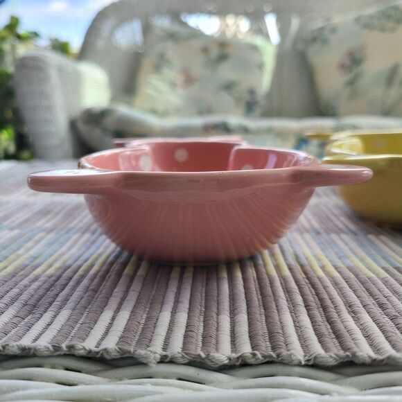 Ceramic Pastel Polka Dot Bunny Shaped Trinket Dishes Set Of Three Easter Spring - Picture 7 of 9